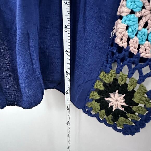 Davi & Dani NWT Navy Beach Cover-Up Sz M Crochet Trim Boho Resortwear - Picture 7 of 10